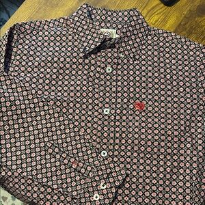 Cinch Western Kids Red Patterned Shirt Medium 10